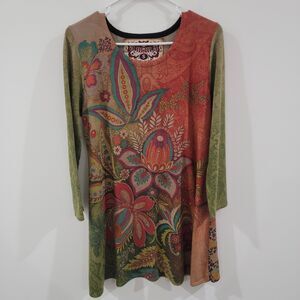 Amma Womens Sweater‎ Size Small Floral Boho Mini Dress Abstract Art To Wear